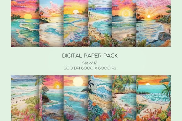 3D Beach Landscape Embroidery Paper Set Review