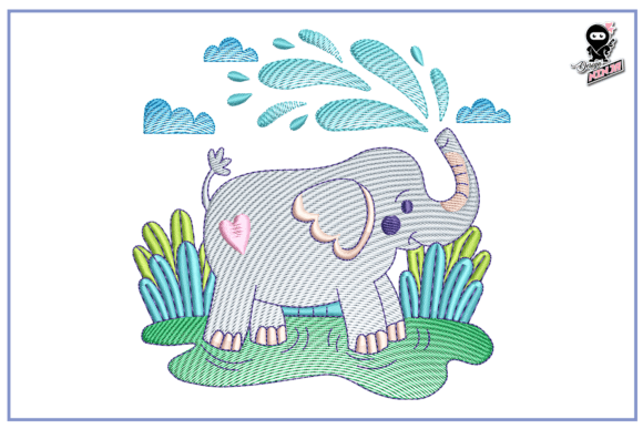 Baby Elephant Light Stitch Embroidery