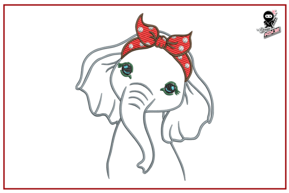 Baby Elephant with Bandana Embroidery