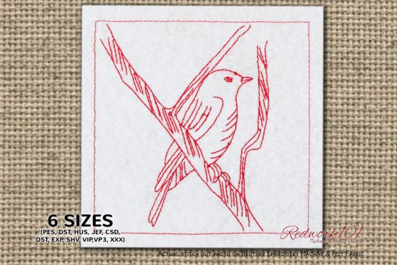 Bluebird on Branch Redwork Embroidery Review