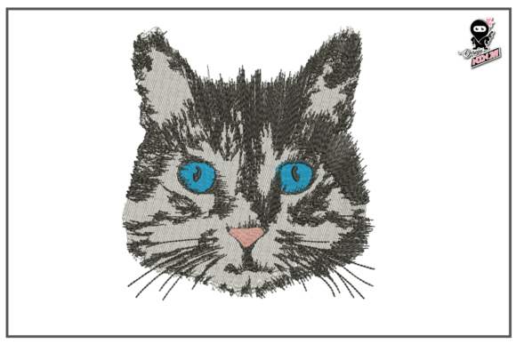 Cat Portrait Embroidery Kitten Design