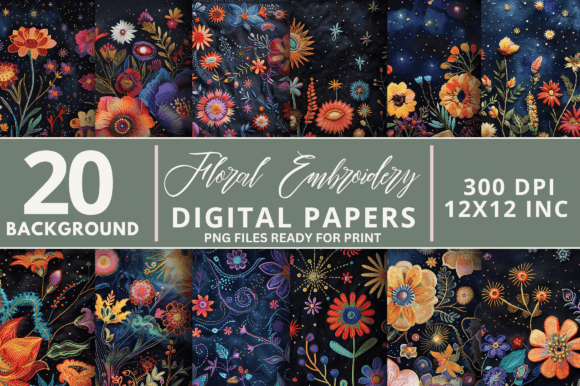Cosmic Floral Embroidery Digital Papers Review