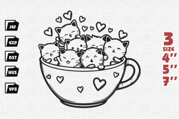 Cute Cat in Cup Embroidery Review