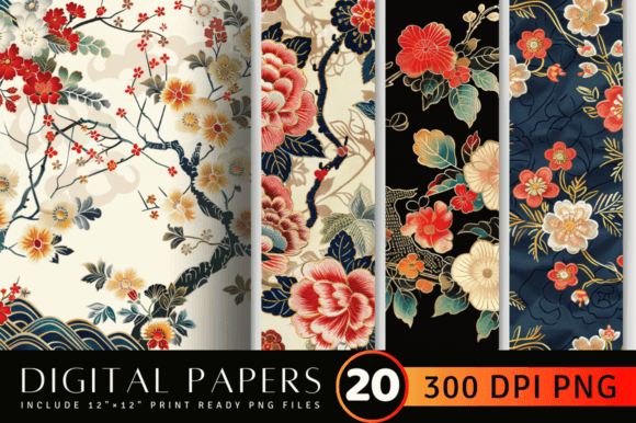 Japanese Floral Embroidery Digital Paper Review