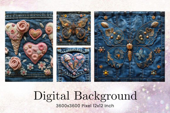 Jeans Denim Embroidery Background Crafts