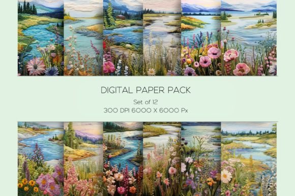 Meadow Landscape Embroidery Paper Set Review