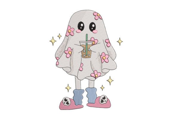 Spooky Ghost Drinking Coffee Embroidery Review